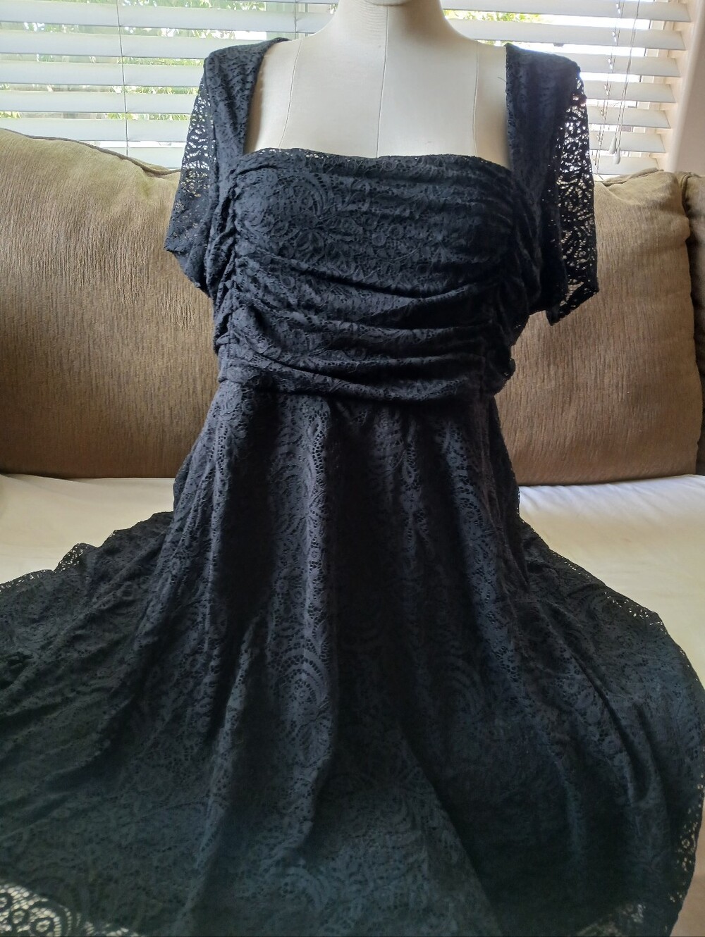 Torrid Lace Ruched Bodice Black Dress
